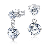 Round n Heart CZ Earring Silver ECS-11